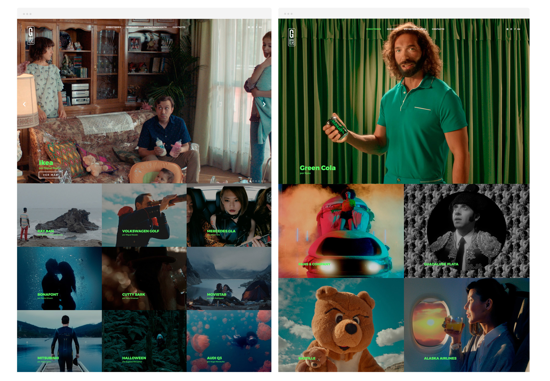 Diseño de home con varios proyectos