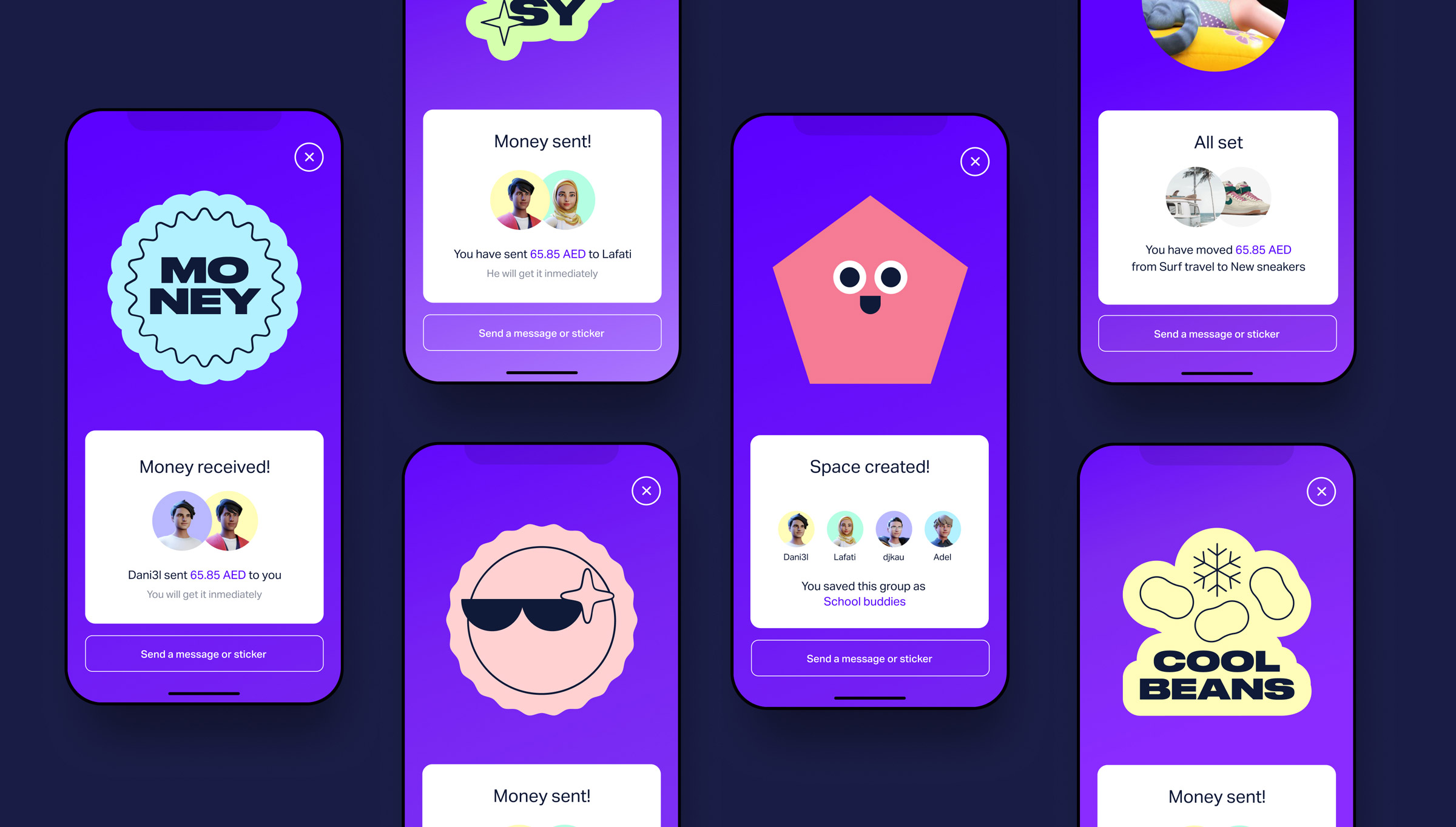  Vista de diferentes páginas de confirmación